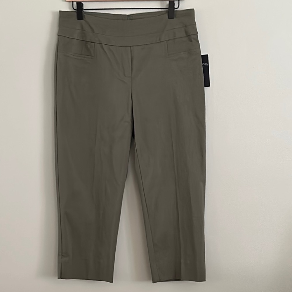 Zac & Rachel Khaki/Olive Green‎ Stretchy Pull On Cropped Pants Faux Pockets New